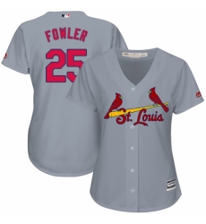Women's Majestic St. Louis Cardinals #25 Dexter Fowler Replica Grey Road Cool Base MLB Jersey