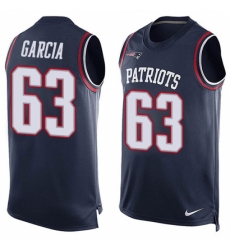 Men's Nike New England Patriots #63 Antonio Garcia Limited Navy Blue Player Name & Number Tank Top NFL Jersey