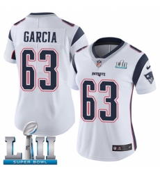 Women's Nike New England Patriots #63 Antonio Garcia White Vapor Untouchable Limited Player Super Bowl LII NFL Jersey