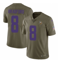 Youth Nike Minnesota Vikings #8 Sam Bradford Limited Olive 2017 Salute to Service NFL Jersey