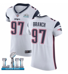 Men's Nike New England Patriots #97 Alan Branch White Vapor Untouchable Elite Player Super Bowl LII NFL Jersey