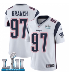 Youth Nike New England Patriots #97 Alan Branch White Vapor Untouchable Limited Player Super Bowl LII NFL Jersey