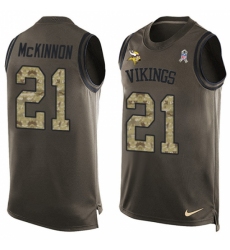 Men's Nike Minnesota Vikings #21 Jerick McKinnon Limited Green Salute to Service Tank Top NFL Jersey