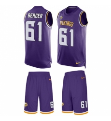 Men's Nike Minnesota Vikings #61 Joe Berger Limited Purple Tank Top Suit NFL Jersey