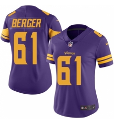 Women's Nike Minnesota Vikings #61 Joe Berger Elite Purple Rush Vapor Untouchable NFL Jersey