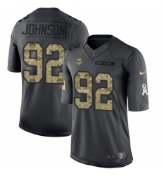 Men's Nike Minnesota Vikings #92 Tom Johnson Limited Black 2016 Salute to Service NFL Jersey