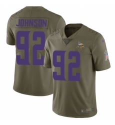 Men's Nike Minnesota Vikings #92 Tom Johnson Limited Olive 2017 Salute to Service NFL Jersey