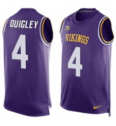 Men's Nike Minnesota Vikings #4 Ryan Quigley Limited Purple Player Name & Number Tank Top NFL Jersey