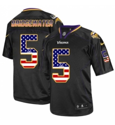 Men's Nike Minnesota Vikings #5 Teddy Bridgewater Elite Black USA Flag Fashion NFL Jersey