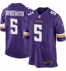 Men's Nike Minnesota Vikings #5 Teddy Bridgewater Game Purple Team Color NFL Jersey