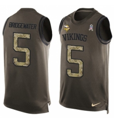 Men's Nike Minnesota Vikings #5 Teddy Bridgewater Limited Green Salute to Service Tank Top NFL Jersey