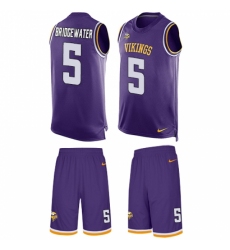 Men's Nike Minnesota Vikings #5 Teddy Bridgewater Limited Purple Tank Top Suit NFL Jersey