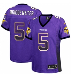 Women's Nike Minnesota Vikings #5 Teddy Bridgewater Elite Purple Drift Fashion NFL Jersey