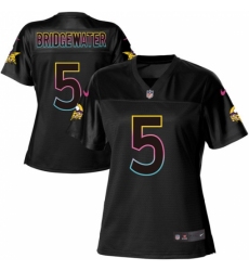 Women's Nike Minnesota Vikings #5 Teddy Bridgewater Game Black Fashion NFL Jersey