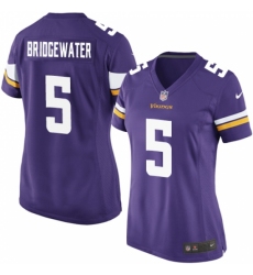 Women's Nike Minnesota Vikings #5 Teddy Bridgewater Game Purple Team Color NFL Jersey