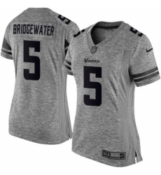 Women's Nike Minnesota Vikings #5 Teddy Bridgewater Limited Gray Gridiron NFL Jersey