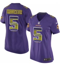 Women's Nike Minnesota Vikings #5 Teddy Bridgewater Limited Purple Strobe NFL Jersey