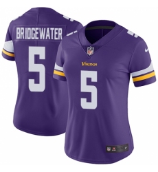 Women's Nike Minnesota Vikings #5 Teddy Bridgewater Purple Team Color Vapor Untouchable Limited Player NFL Jersey