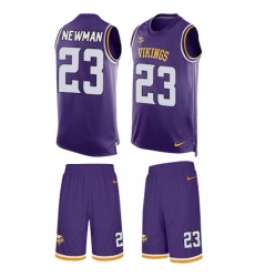 Men's Nike Minnesota Vikings #23 Terence Newman Limited Purple Tank Top Suit NFL Jersey