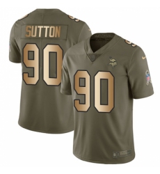 Men's Nike Minnesota Vikings #90 Will Sutton Limited Olive/Gold 2017 Salute to Service NFL Jersey