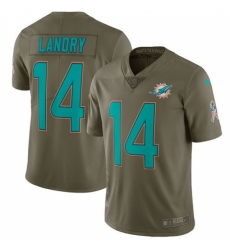 Men's Nike Miami Dolphins #14 Jarvis Landry Limited Olive 2017 Salute to Service NFL Jersey