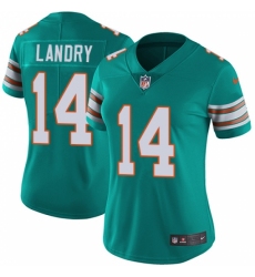 Women's Nike Miami Dolphins #14 Jarvis Landry Aqua Green Alternate Vapor Untouchable Limited Player NFL Jersey