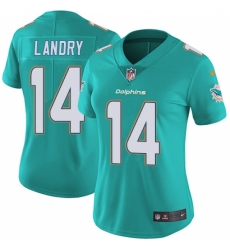 Women's Nike Miami Dolphins #14 Jarvis Landry Elite Aqua Green Team Color NFL Jersey