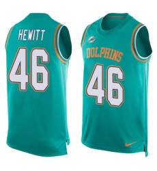 Men's Nike Miami Dolphins #46 Neville Hewitt Limited Aqua Green Player Name & Number Tank Top NFL Jersey