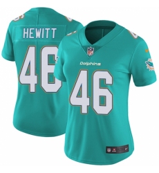 Women's Nike Miami Dolphins #46 Neville Hewitt Elite Aqua Green Team Color NFL Jersey
