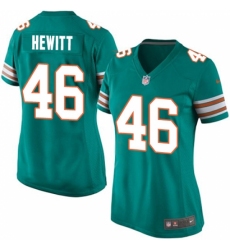 Women's Nike Miami Dolphins #46 Neville Hewitt Game Aqua Green Alternate NFL Jersey