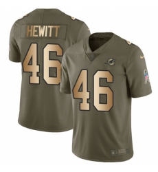 Youth Nike Miami Dolphins #46 Neville Hewitt Limited Olive/Gold 2017 Salute to Service NFL Jersey