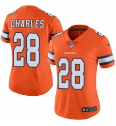 Women's Nike Denver Broncos #28 Jamaal Charles Limited Orange Rush Vapor Untouchable NFL Jersey