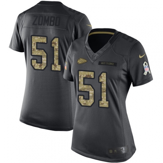 Women's Nike Kansas City Chiefs #51 Frank Zombo Limited Black 2016 Salute to Service NFL Jersey Women's Nike Kansas City Chiefs #51 Frank Zombo Limited Black 2016 Salute to Service NFL Jersey