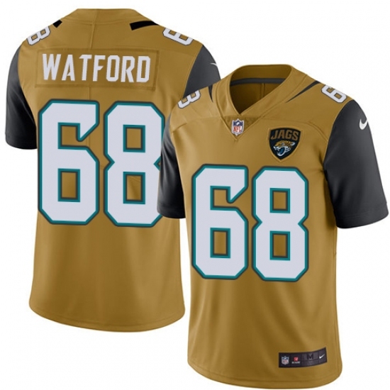 Men's Nike Jacksonville Jaguars #68 Earl Watford Limited Gold Rush Vapor Untouchable NFL Jersey Men's Nike Jacksonville Jaguars #68 Earl Watford Limited Gold Rush Vapor Untouchable NFL Jersey