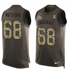 Men's Nike Jacksonville Jaguars #68 Earl Watford Limited Green Salute to Service Tank Top NFL Jersey