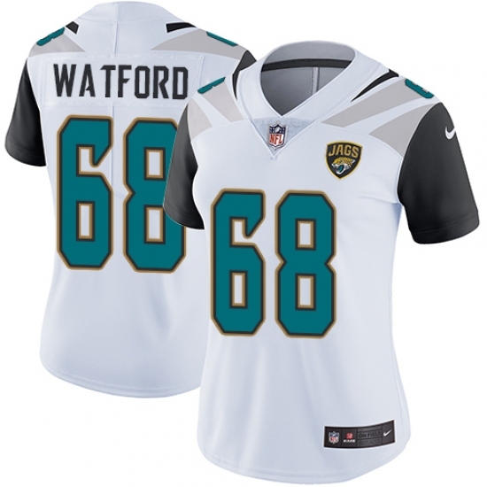 Women's Nike Jacksonville Jaguars #68 Earl Watford White Vapor Untouchable Limited Player NFL Jersey Women's Nike Jacksonville Jaguars #68 Earl Watford White Vapor Untouchable Limited Player NFL Jersey