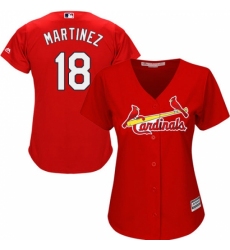 Women's Majestic St. Louis Cardinals #18 Carlos Martinez Authentic Red Alternate Cool Base MLB Jersey