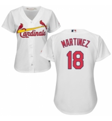 Women's Majestic St. Louis Cardinals #18 Carlos Martinez Replica White Home Cool Base MLB Jersey