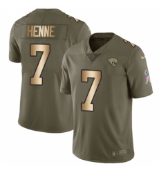 Men's Nike Jacksonville Jaguars #7 Chad Henne Limited Olive/Gold 2017 Salute to Service NFL Jersey