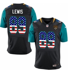 Men's Nike Jacksonville Jaguars #89 Marcedes Lewis Elite Black Alternate USA Flag Fashion NFL Jersey