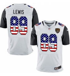 Men's Nike Jacksonville Jaguars #89 Marcedes Lewis Elite White Road USA Flag Fashion NFL Jersey