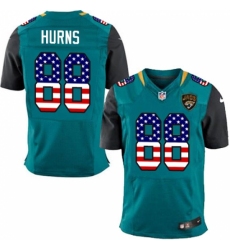 Men's Nike Jacksonville Jaguars #88 Allen Hurns Elite Teal Green Home USA Flag Fashion NFL Jersey