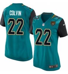 Women's Nike Jacksonville Jaguars #22 Aaron Colvin Game Teal Green Team Color NFL Jersey