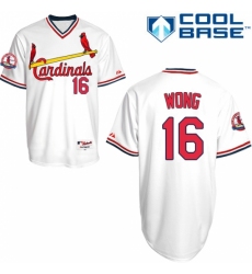 Men's Majestic St. Louis Cardinals #16 Kolten Wong Replica White 1982 Turn Back The Clock MLB Jersey