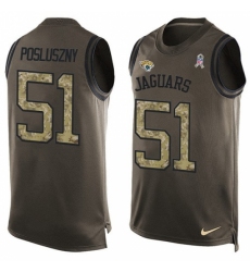 Men's Nike Jacksonville Jaguars #51 Paul Posluszny Limited Green Salute to Service Tank Top NFL Jersey