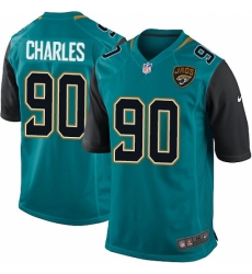 Men's Nike Jacksonville Jaguars #90 Stefan Charles Game Teal Green Team Color NFL Jersey