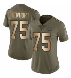 Women's Nike Indianapolis Colts #75 Jack Mewhort Limited Olive/Gold 2017 Salute to Service NFL Jersey