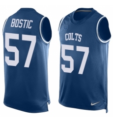 Men's Nike Indianapolis Colts #57 Jon Bostic Limited Royal Blue Player Name & Number Tank Top NFL Jersey