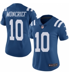 Women's Nike Indianapolis Colts #10 Donte Moncrief Limited Royal Blue Rush Vapor Untouchable NFL Jersey