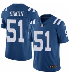 Men's Nike Indianapolis Colts #51 John Simon Elite Royal Blue Rush Vapor Untouchable NFL Jersey